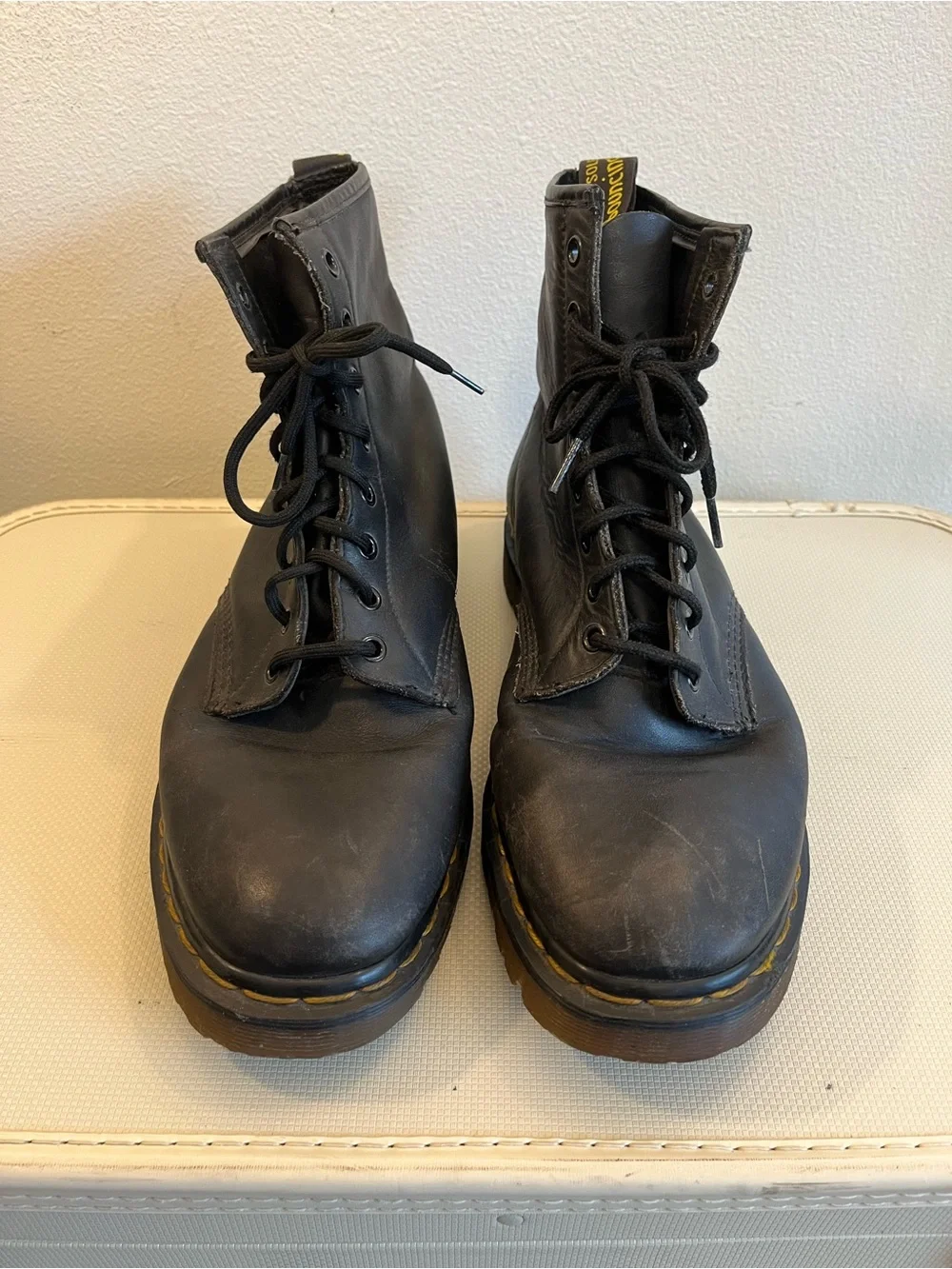 Vintage Dr. Martens Black 8 Eye Leather Lace-Up Ankle Boots